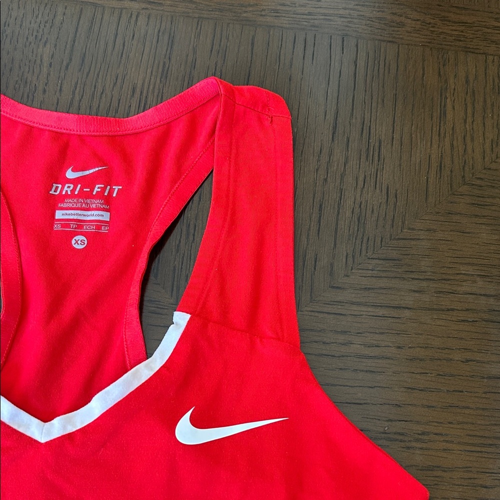 Nike Women’s Bright Red Dri-FIT Racerback Tank - Picture 4 of 5